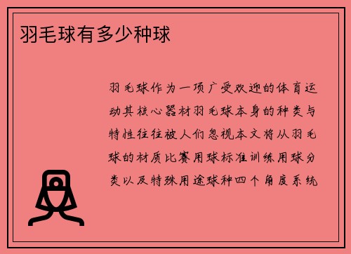 羽毛球有多少种球